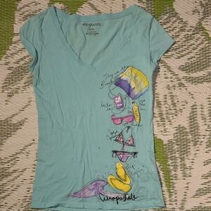 Aeropostale Women's Light Blue Graphic Tee